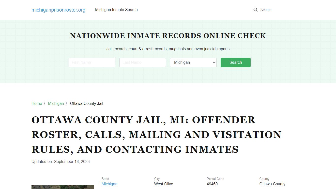 Ottawa County Jail, MI: Inmate Search, Visitation & Contact Info